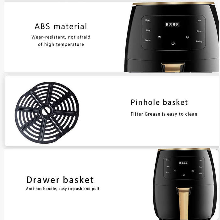 Air Fryer Home Multifunctional Smart with Touch Screen 6L Large Capacity 1200W High Power Electric O