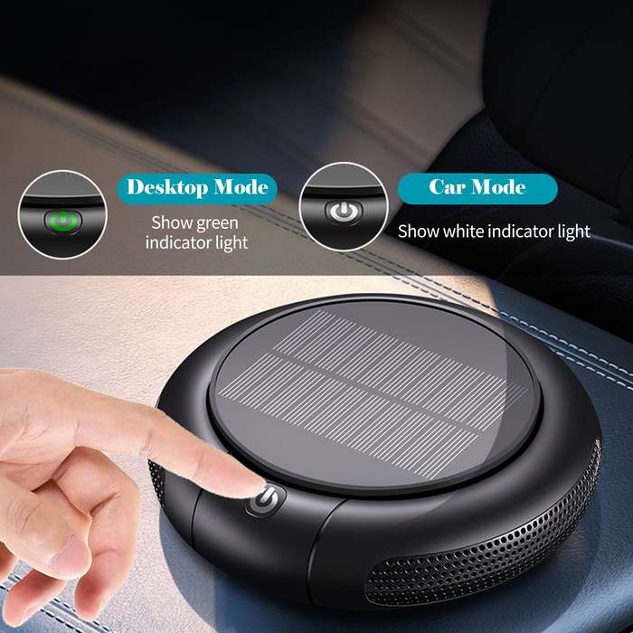 Car Negative ion Air Purifier with Solar Panel 1200mAh Battery  Quiet Air Cleaner for Home Car Offic
