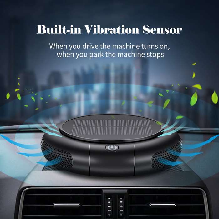 Car Negative ion Air Purifier with Solar Panel 1200mAh Battery  Quiet Air Cleaner for Home Car Offic