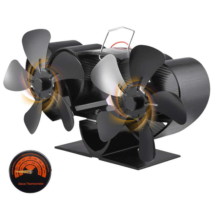 Dual-motor Stove Fan 10 Blades Heat Powered Stove Fan Fireplace Fan Non-Electric Quiet Operation for