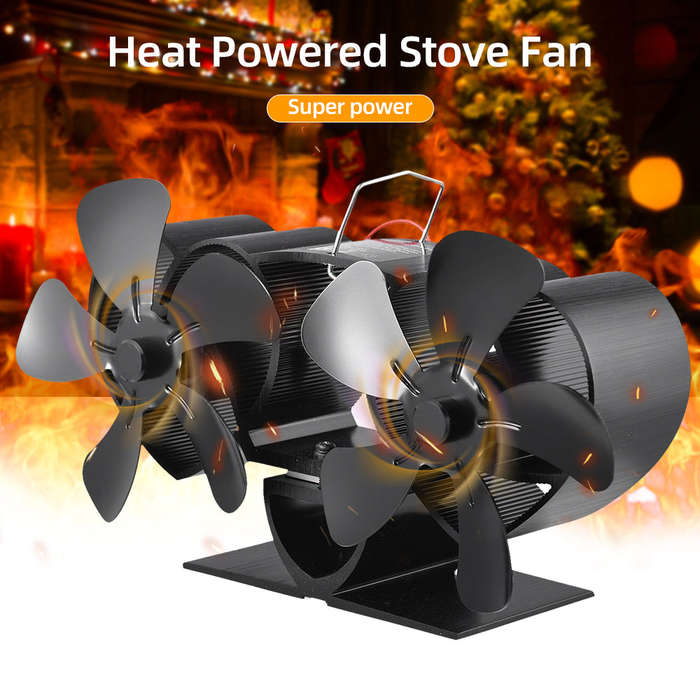 Dual-motor Stove Fan 10 Blades Heat Powered Stove Fan Fireplace Fan Non-Electric Quiet Operation for