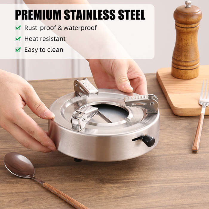 Outdoor Portable Mini Stove Stainless Steel Furnace Adjustable Firepower Lightweight Wind Proof for