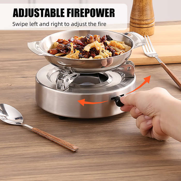 Outdoor Portable Mini Stove Stainless Steel Furnace Adjustable Firepower Lightweight Wind Proof for