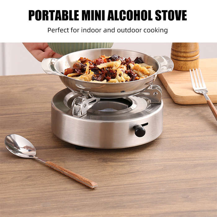 Outdoor Portable Mini Stove Stainless Steel Furnace Adjustable Firepower Lightweight Wind Proof for