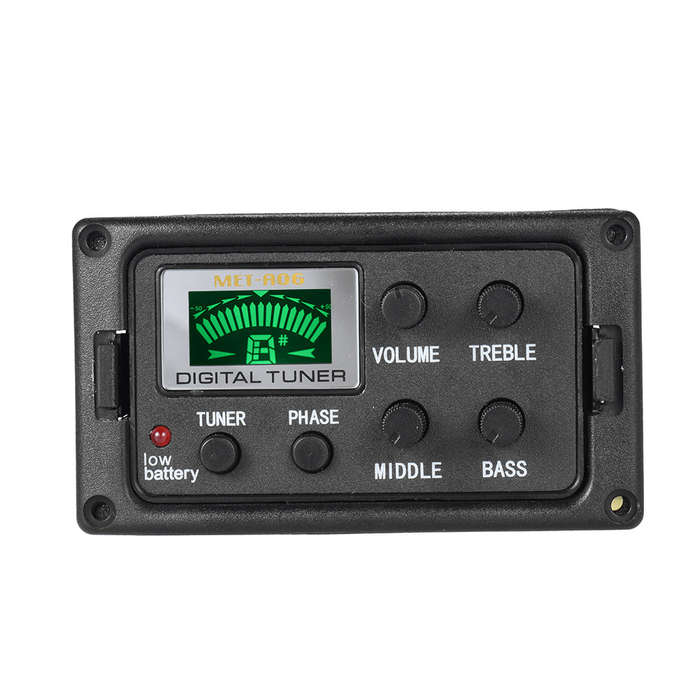 Acoustic Guitar 3-Band EQ Equalizer Tone and Volume Amplifier Preamp Piezo Pickup with Tuner