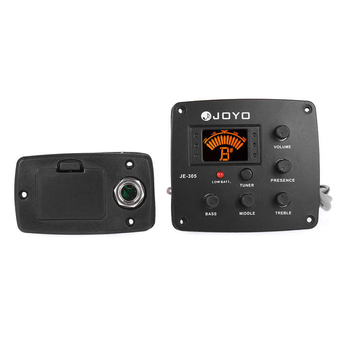 JOYO JE-305 Acoustic Guitar Piezo Pickup Preamp 4-Band EQ Equalizer Tuner System with LCD Dis