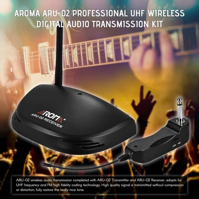 Aroma ARU-02 Professional Rechargeable UHF Wireless Digital Audio Transmission Transmitter Re
