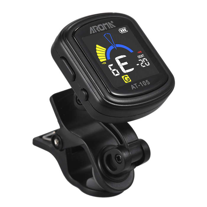 AROMA AT-105 Rechargeable Clip-on Tuner Color Screen Built-in Battery for Chromatic Guitar Ba
