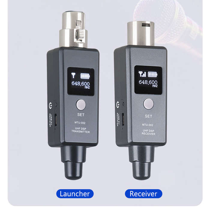 1 Pair Microphone Wireless System Micphone Wireless Transmitter System UHF DSP Transmitter &
