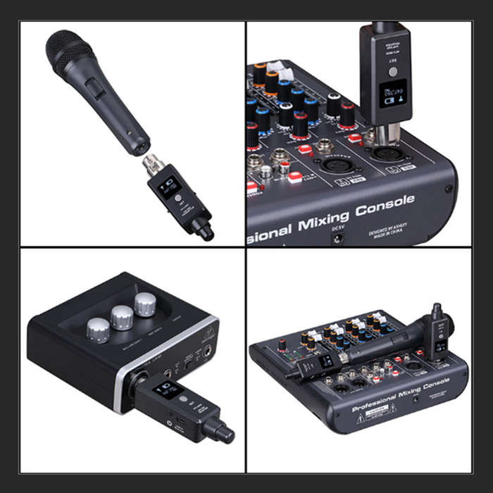 1 Pair Microphone Wireless System Micphone Wireless Transmitter System UHF DSP Transmitter &