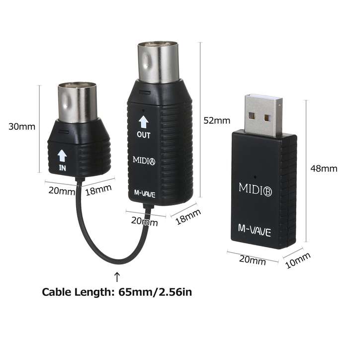 M-VAVE MS1 Mini Wireless Transmission System MIDI System MIDI Wireless Adapter Plug and Play