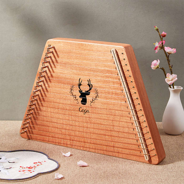 Lap Harp 19 Strings Music Maker Toy Mahogany Musical Instrument with Tuning Wrench Picks for