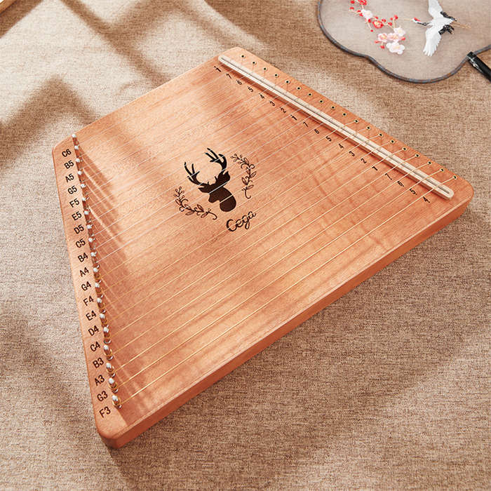 Lap Harp 19 Strings Music Maker Toy Mahogany Musical Instrument with Tuning Wrench Picks for