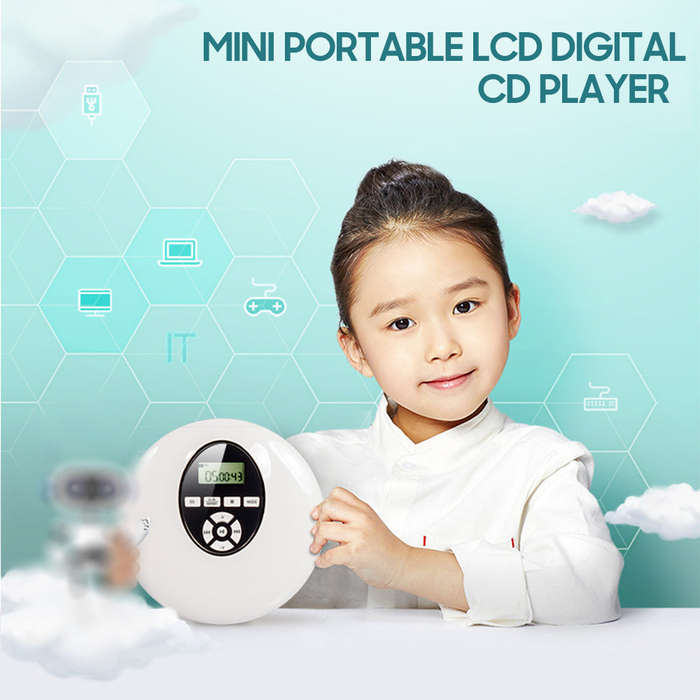 Mini CD Player Portable LCD Digital CD-Runner Music Player 5 Sound Effects & 4 Repeat Modes S