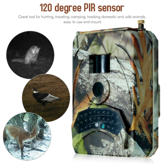 1080P Angle Trail Camera 120 Degree Infrared LED Hunting Camera IP56 Waterproof DC 15V Power Supply