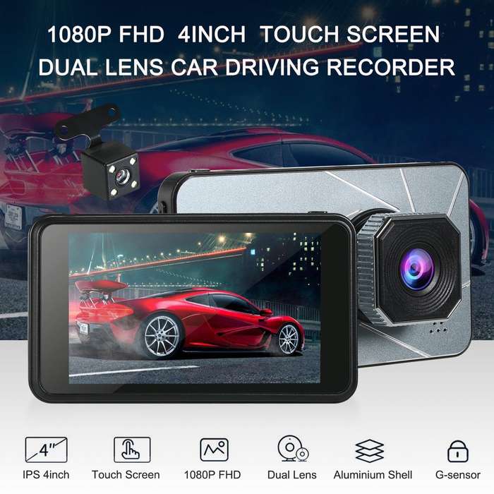 1080P FHD Car DVR 4inch Dash Cam Car Driving Recorder Dual Lens Vehicle Camcorder Loop-cycle Recordi