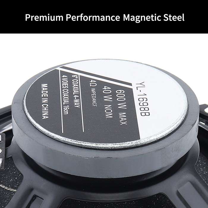One Pair 6 Inch Car Stereo Door Speakers 600 Watts Max, 4 Way, Full Range Audio, Tweeters, Coaxial S