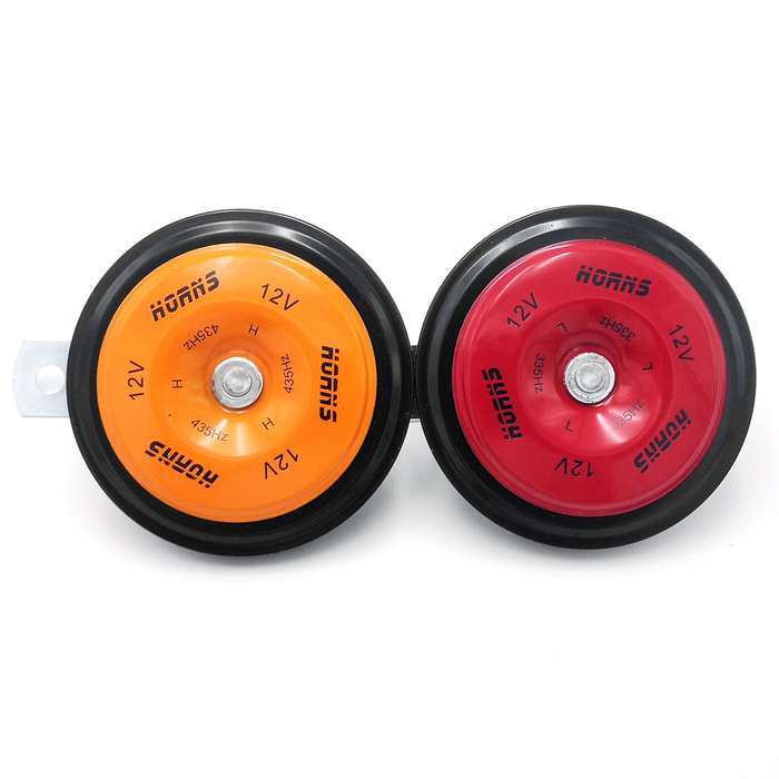 12V Universal Electric Car Horn High Low Tone Horn Waterproof Round Loud Speakers 110dB for Cars mot