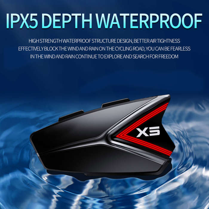 Motorcycle Helmet Headset BT5.0 Waterproof Headphone Noise Reduction Support Hands-Free Calling Ster