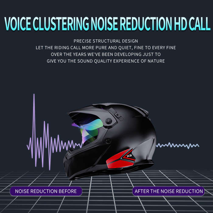 Motorcycle Helmet Headset BT5.0 Waterproof Headphone Noise Reduction Support Hands-Free Calling Ster