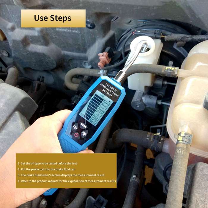Brake Fluid Tester, LCD Display Digital Brake Fluid Tester DOT3 DOT4 DOT5.1 Tester with Sound Prompt