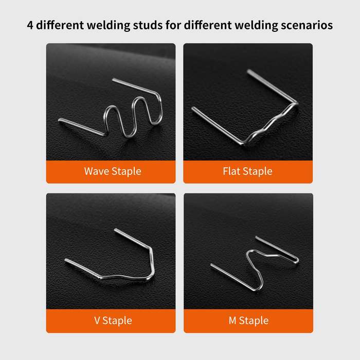 70W Hot Stapler, Plastic Welding Machine Car Bumper Repair Kit, 4 types Flat/Outside Corner/Inside C