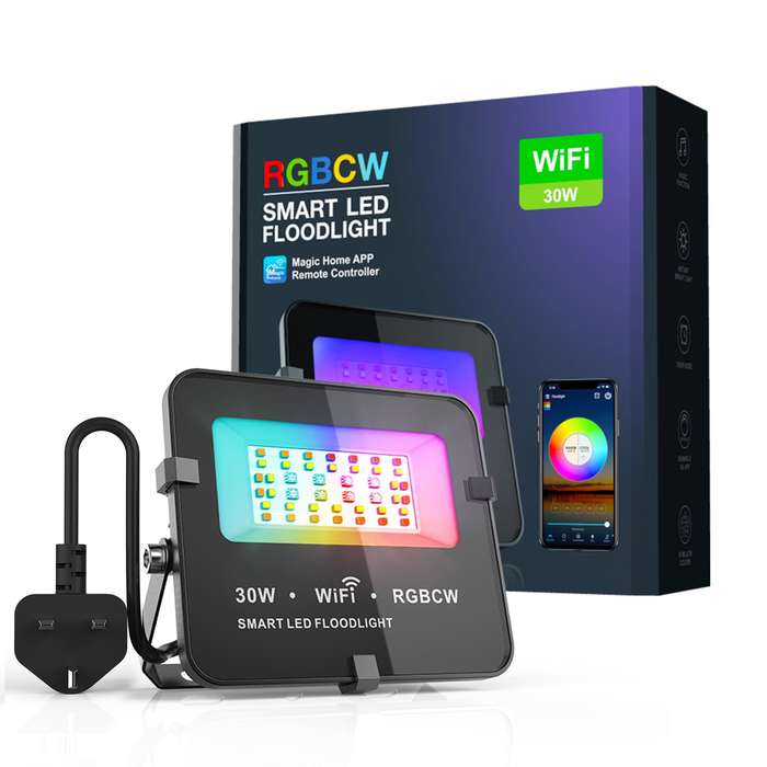 Smart RGBCW full color WIFI Amazon LEDAPP language music waterproof Google color 30W flood li