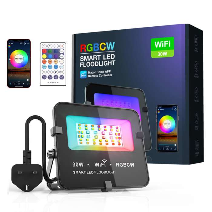 Smart RGBCW full color WIFI Amazon LEDAPP language music waterproof Google color 30W flood li