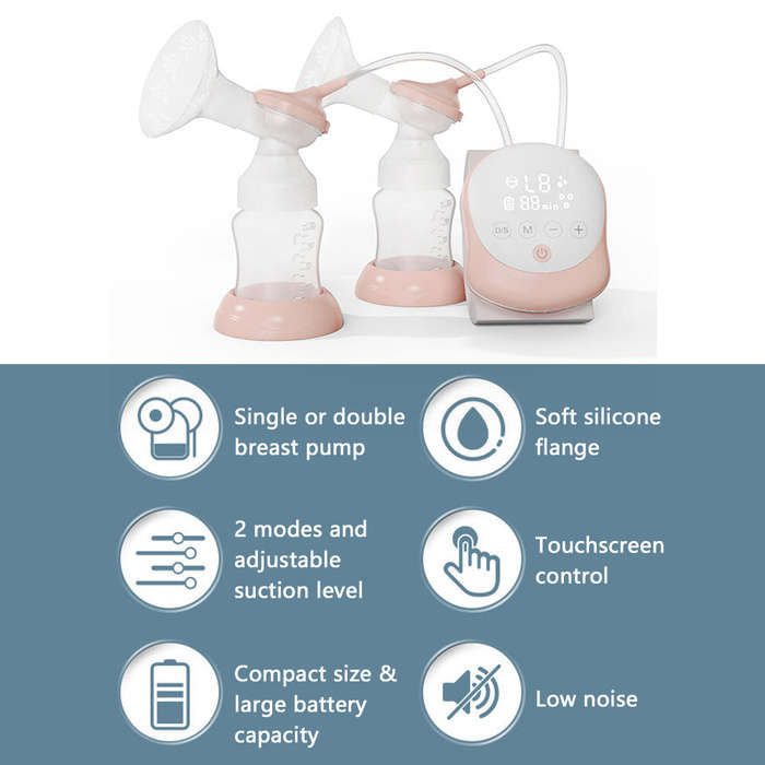 Electric Double Breast Pump Portable Intelligent Beast Pump with 2 Modes Multiple Levels of S