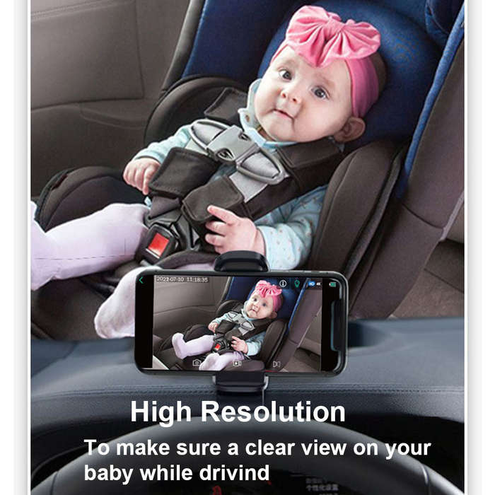 WiFi Baby Car Monitor Wireless Monitor Camera for Baby Rear Facing Seat 360 Rotation Night V