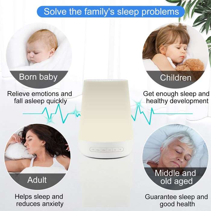 Desktop White Noise Machine Baby Sleep Sound Machine Colorful Night Lights 28 Soothing Sounds