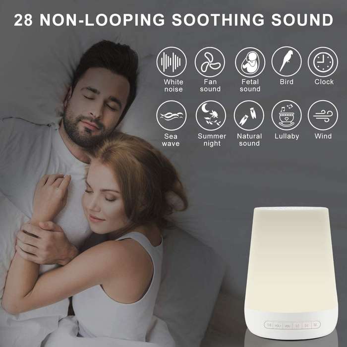 Desktop White Noise Machine Baby Sleep Sound Machine Colorful Night Lights 28 Soothing Sounds