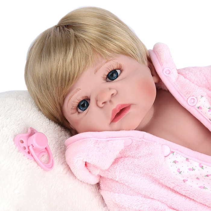 22inch 55cm Reborn Baby Doll Girl Full Silicone Body Bath Toy With Clothes Lifelike Cute Gift