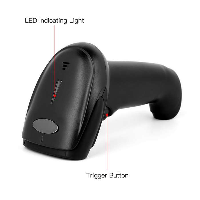 2.4G Wireless Cordless Handheld 1D 2D QR Barcode Bar Code Scanner Reader with Receiver USB2.0