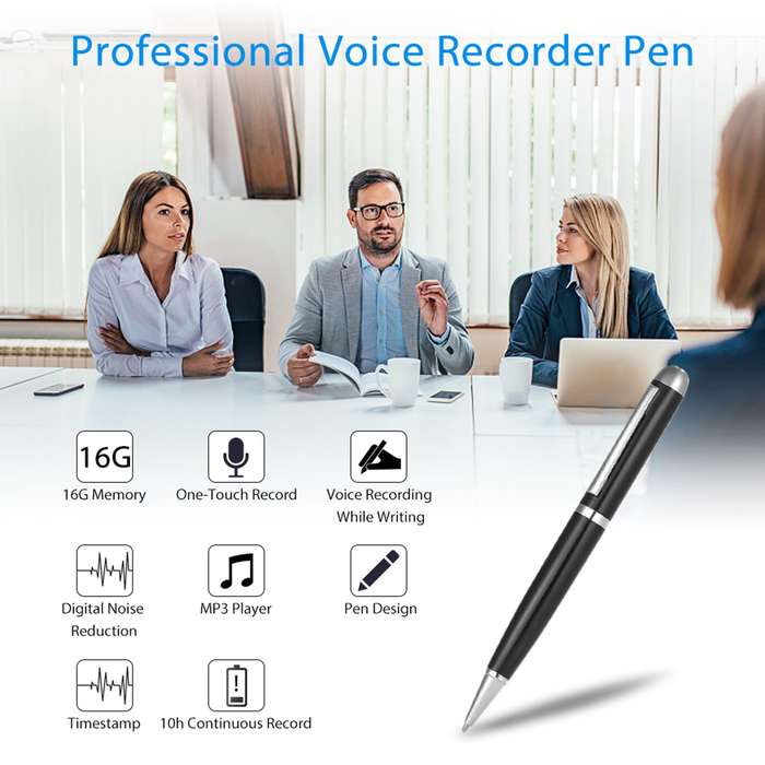 16GB Digital Voice Recorder Pen Sound Audio Dictaphone Recording Device with USB Cable Earplu