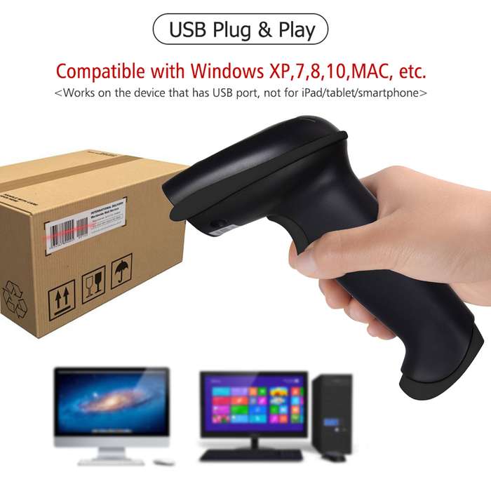 Automatic USB Barcode Scanner Wired Bar Code 1D Scanner Reader with Adjustable Stand USB Cabl