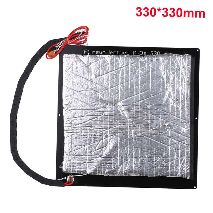 24V 3D Printer Upgrade Hotbed MK3 Heating Platform Aluminum Plate 330*330*3mm with Wire and I
