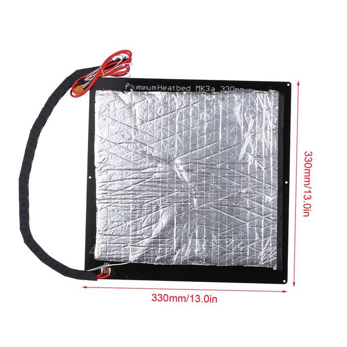 24V 3D Printer Upgrade Hotbed MK3 Heating Platform Aluminum Plate 330*330*3mm with Wire and I