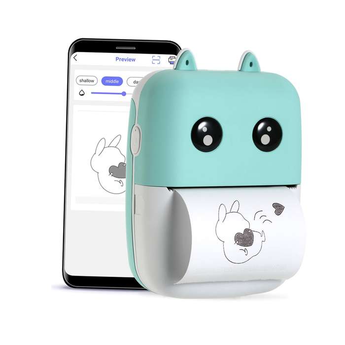 Mini Pocket Thermal Printer 58mm Wireless BT Printer 200dpi with 1 Roll Thermal Paper for Pri