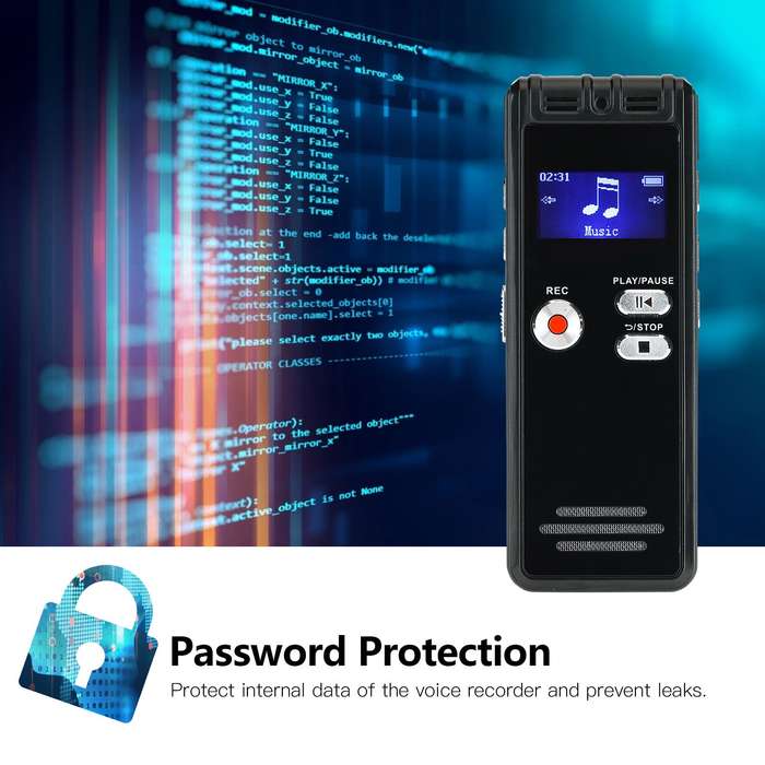 8GB Digital Voice Recorder Voice Activated Recorder MP3 Player 1536Kbps HD Recording Noise Re