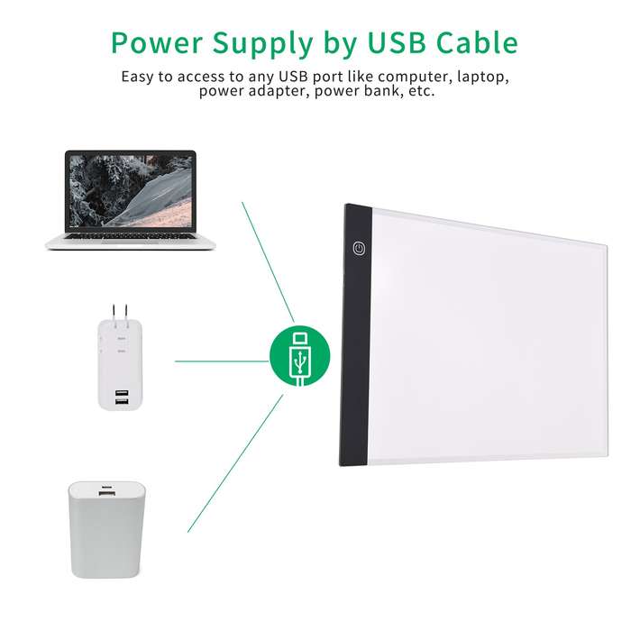 A4 LED Light Pad Tracer 3mm Ultra-Thin Drawing Board Copyboard Stepless Dimming USB Powered f