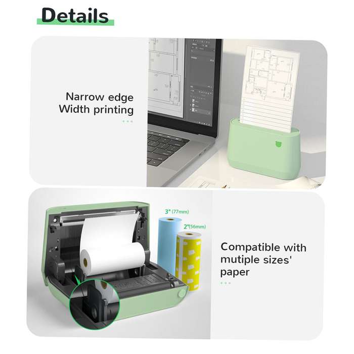 PeriPage A9 Pro BT Portable Thermal Pocket Printer 304dpi Grayscale Mode Mini Photo Printer R