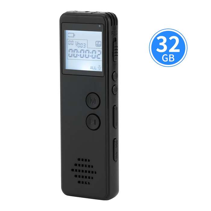 32GB Digital Voice Recorder Voice Activated Recorder Noise Reduction MP3 Player HD Recording