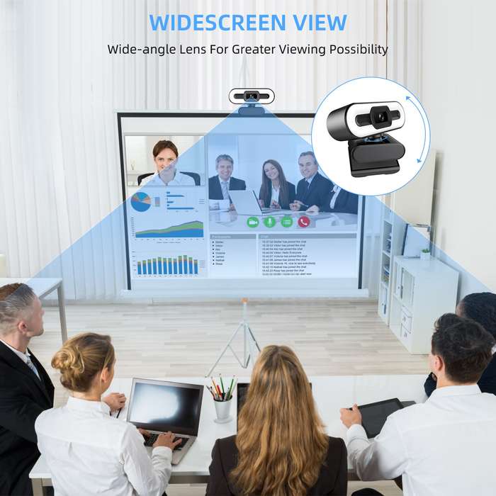 1080P Webcam Full HD Web Camera Built in Adjustable Ring Light Fixed Focus Optical Lens Micro
