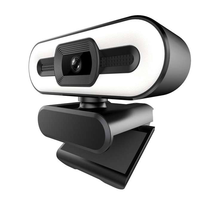 1080P Webcam Full HD Web Camera Built in Adjustable Ring Light Fixed Focus Optical Lens Micro