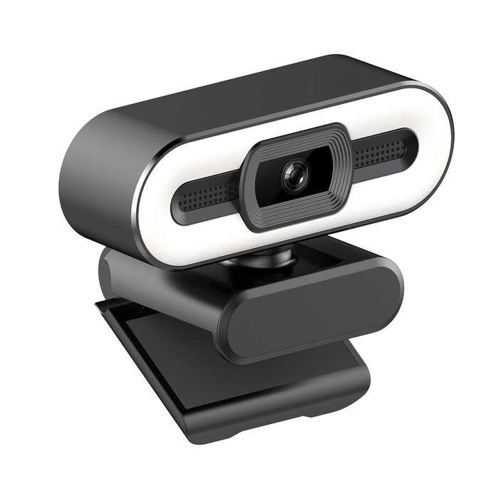 1080P Webcam Full HD Web Camera Built in Adjustable Ring Light Fixed Focus Optical Lens Micro