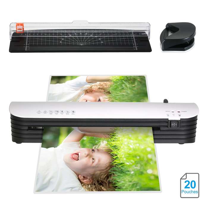 SL299 Laminator Machine Set A4 Size Hot and Cold Lamination 2 Roller System with 20 Laminatin