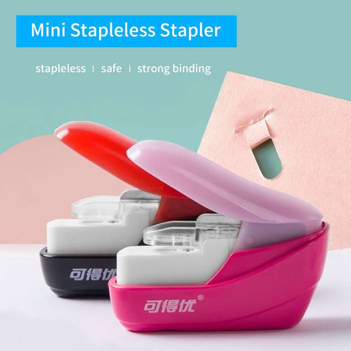 KW-triO Hand-held Mini Safe Stapler No Staples Stapleless 4 Sheets Capacity for Paper Binding