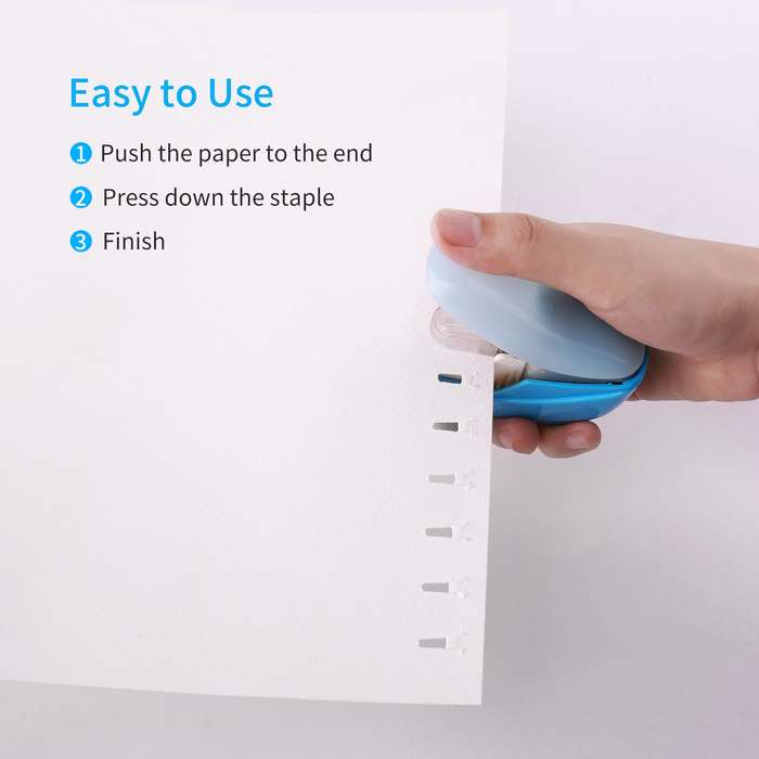 KW-triO Hand-held Mini Safe Stapler No Staples Stapleless 4 Sheets Capacity for Paper Binding