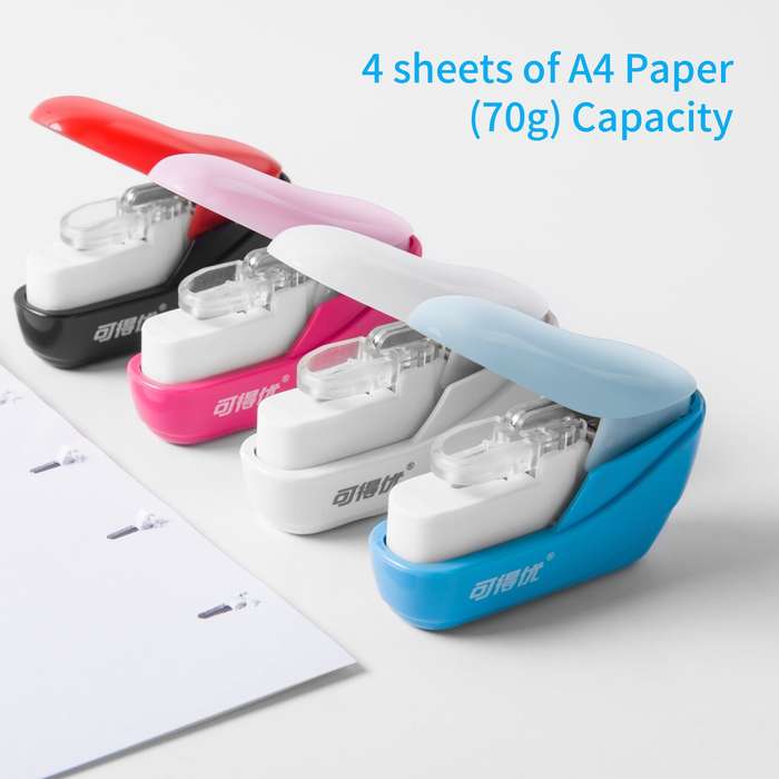 KW-triO Hand-held Mini Safe Stapler No Staples Stapleless 4 Sheets Capacity for Paper Binding